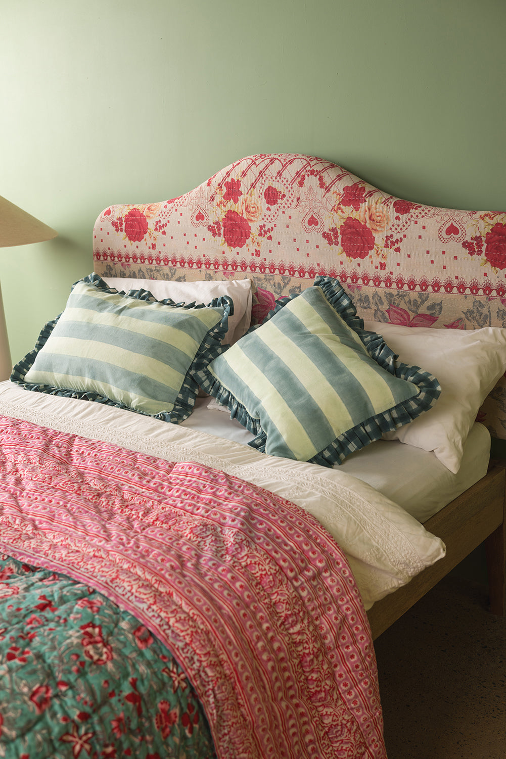 Pink Kantha Covered King Size Headboard