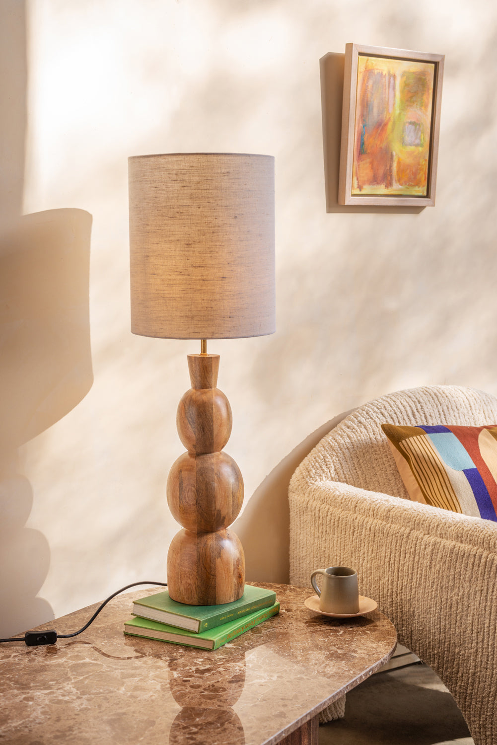 Audrey Pebble Stack Wooden Lamp Base