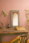 Highly Decorative Arched Wooden Mirror with Mehandi Work