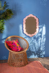 Pink Oval Wall Mirror with Bone Inlay
