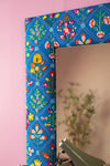Blue Embroidered Cotton Wall Mirror