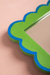 Green & Blue Scalloped Small Wall Mirror (Seconds)