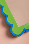Green & Blue Scalloped Small Wall Mirror (Seconds)