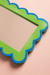 Green & Blue Scalloped Small Wall Mirror (Seconds)