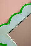 Light Blue & Green Scalloped Medium Wall Mirror (Seconds)