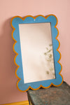 Blue & Brown Scalloped Medium Wall Mirror (Seconds)
