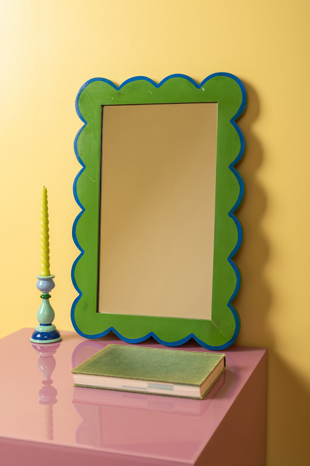 Green & Blue Scalloped Medium Wall Mirror (Seconds)