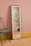 Pale Blue & Crimson Scalloped Full Length Mirror (Seconds)