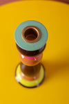 Chocolate & Orange Hand Painted Wooden Candle Holder
