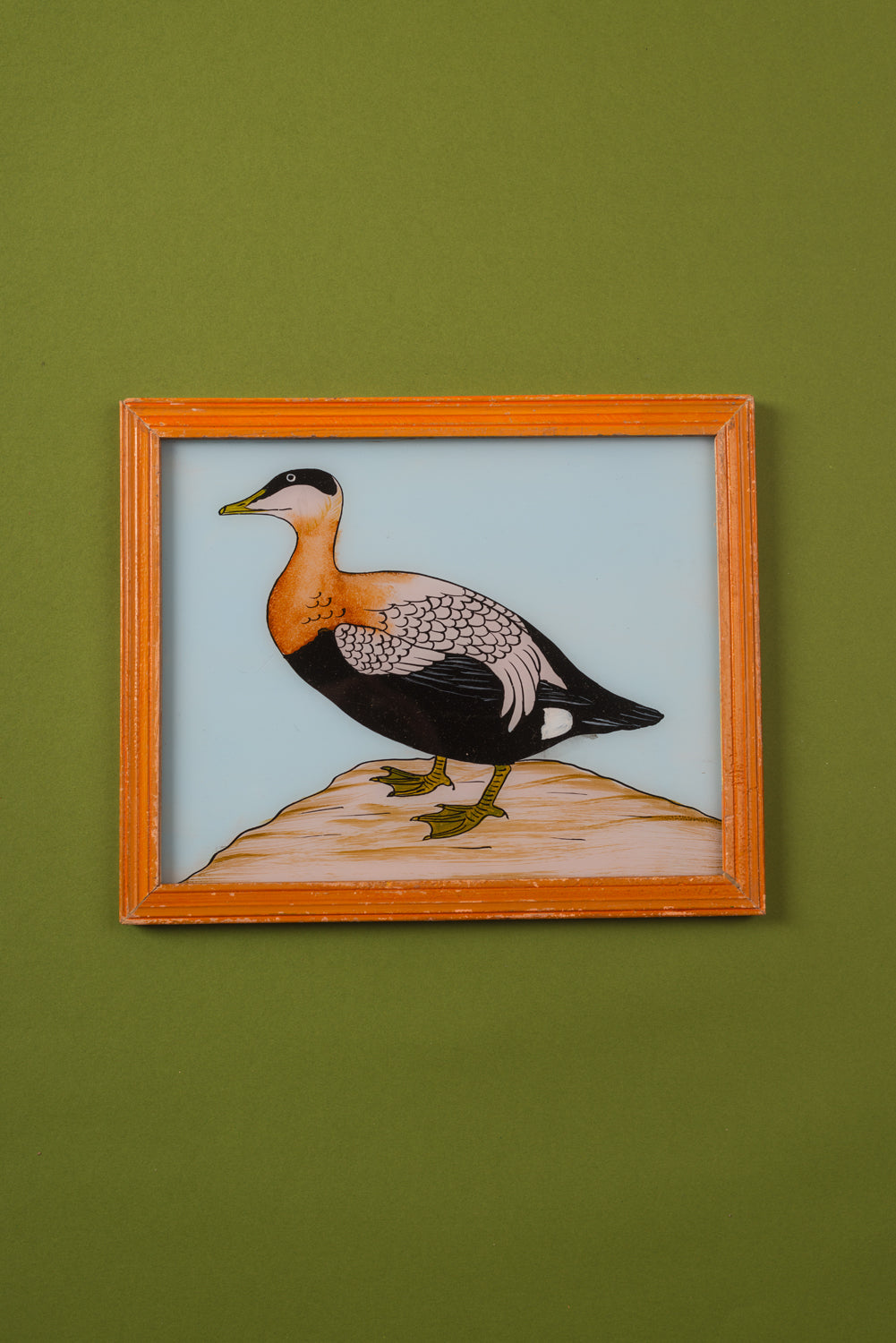 Medium Old Wood Frame with Botanical/Wildlife Painting - 548