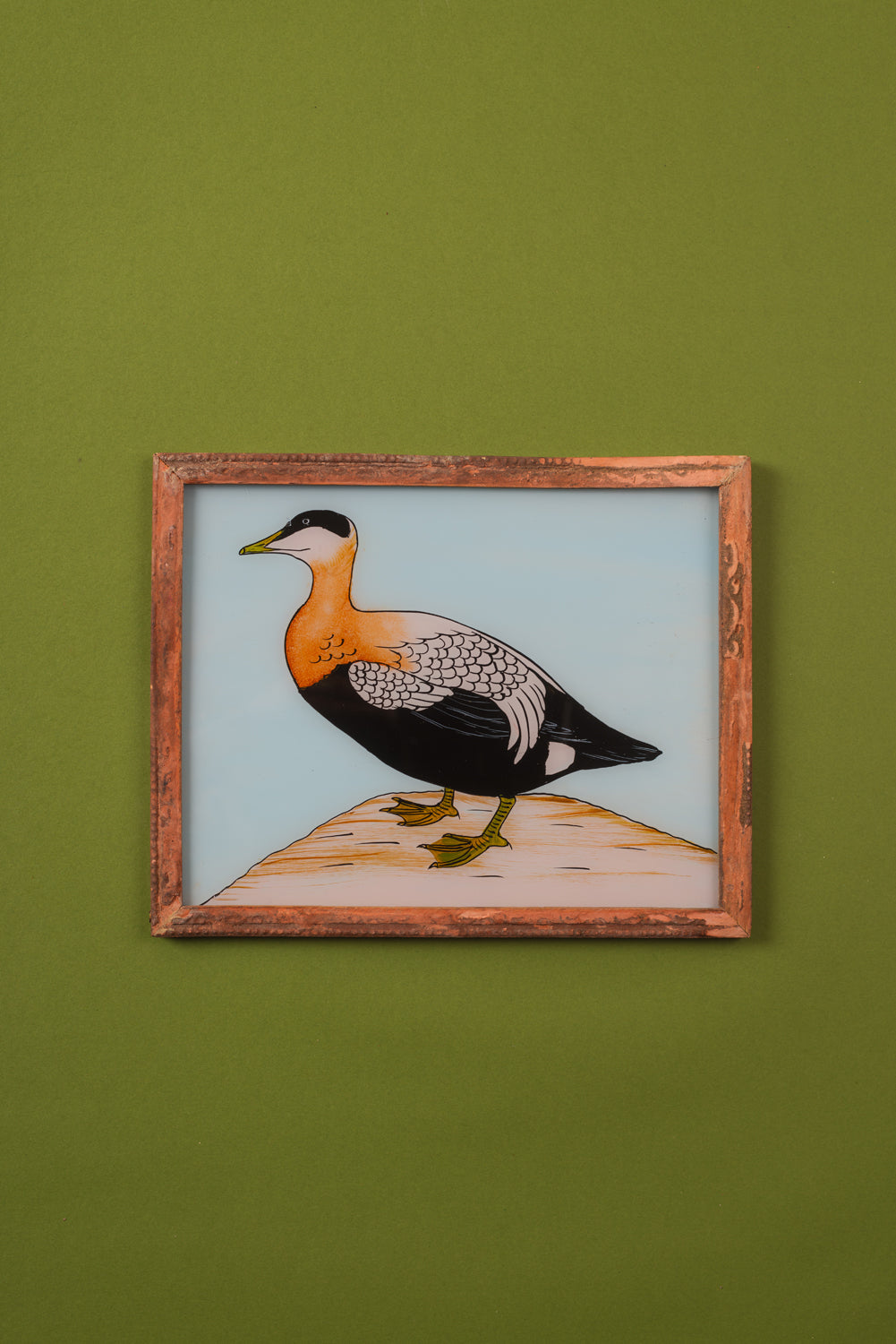 Medium Old Wood Frame with Botanical/Wildlife Painting - 567