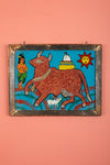 Framed Vintage Bead & Painted Glass Artwork - 09