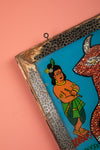 Framed Vintage Bead & Painted Glass Artwork - 09