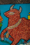 Framed Vintage Bead & Painted Glass Artwork - 09