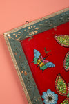 Framed Vintage Bead & Painted Glass Artwork - 10