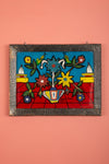 Framed Vintage Bead & Painted Glass Artwork - 14