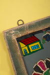 Framed Vintage Bead & Painted Glass Artwork - 16