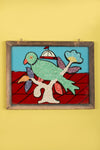 Framed Vintage Bead & Painted Glass Artwork - 19