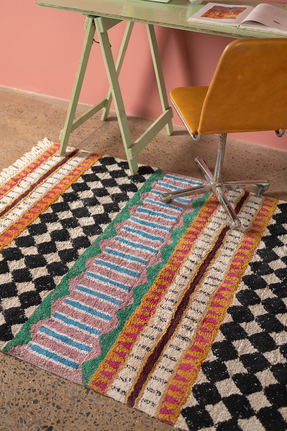 44.5×101 \"Play with snow” ViNTAGE RUG Palazzo Geometric 100% Recycled Runner Rug – Ian Snow Ltd