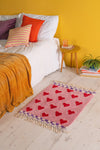 Agatha Pink & Red Heart Recycled Cotton Rug