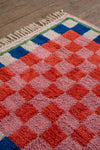 Lizzie Pink & Red Chequered Recycled Cotton Medium Rug