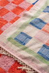 Lizzie Pink & Red Chequered Recycled Cotton Large Rug