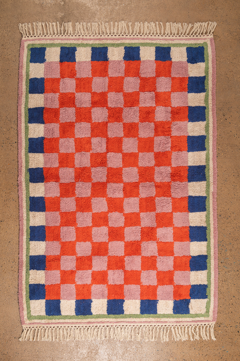 Ex Sample/Seconds Lizzie Pink & Red Chequered Recycled Cotton Medium Rug