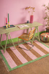 Pink & Ochre Striped Medium Recycled Rug