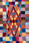 Vintage Moroccan Boucherouite Tufted Check & Triangle Rug 110x165cm - (08)