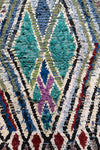 Vintage Moroccan Blue Lines Boucherouite Rug 105x155cm - (12)