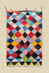 Vintage Moroccan Flat Weave Boucherouite Diamond Rug 150x240cm - (19)