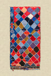 Vintage Moroccan Tufted Diamond Boucherouite Rug 115x235cm - (34)