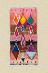 Vintage Moroccan Pink Diamond Boucherouite Rug 110x230cm - (35)
