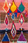 Vintage Moroccan Pink Diamond Boucherouite Rug 110x230cm - (35)
