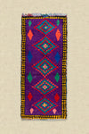 Vintage Moroccan Purple diamond Boucherouite Rug 100x225cm - (36)