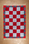 Ex Sample/Seconds Blue & Red Check with Arch Border Tufted Medium Rug