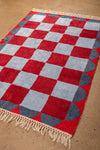 Ex Sample/Seconds Blue & Red Check with Arch Border Tufted Medium Rug