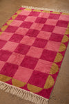 Ex Sample/Seconds Pink & Red Check with Arch Border Tufted Medium Rug