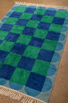 Ex Sample/Seconds Blue & Green Check with Arch Border Tufted Medium Rug