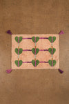Ex Sample/Seconds Green Hearts on Pink Tufted Small Rug with Tassels