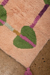 Ex Sample/Seconds Green Hearts on Pink Tufted Small Rug with Tassels