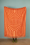 Ex Sample/Seconds Terracotta with Orange Tufted Design Cotton Throw