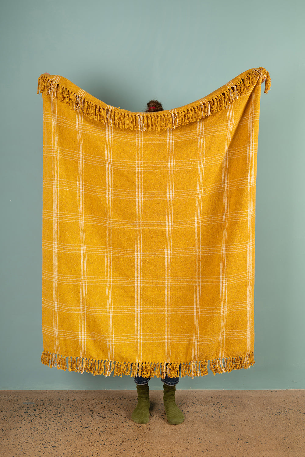 Ex Sample/Seconds Yellow Check Cotton Throw