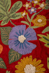 Ex Sample/Seconds Wildflower Garden on Red Embroidered Cushion Cover