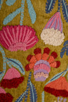 Ex Sample/Seconds Pink & Blue Flowers on Olive Green Embroidered Cushion Cover
