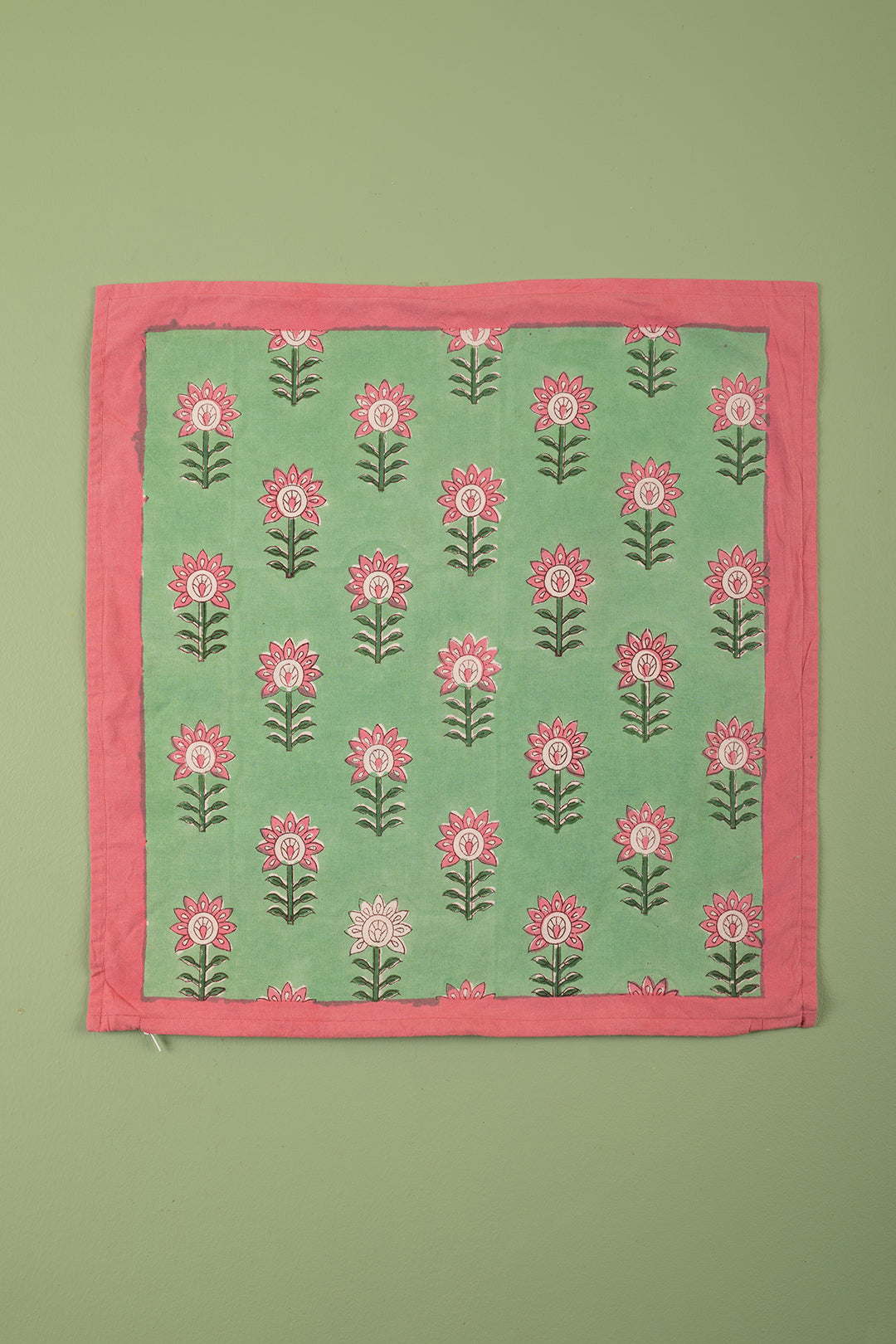 Ex Sample/Seconds Laurel & Taffy Block Print Cotton Cushion Cover