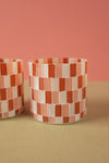Ex Sample/Seconds Set of Two Pink & White Mosaic Glass Votives