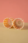 Ex Sample/Seconds Set of Two Orange & White Mosaic Glass Votives