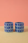 Ex Sample/Seconds Set of Two Blue Tones Mosaic Glass Votives