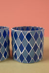Ex Sample/Seconds Set of Two Blue Tones Mosaic Glass Votives